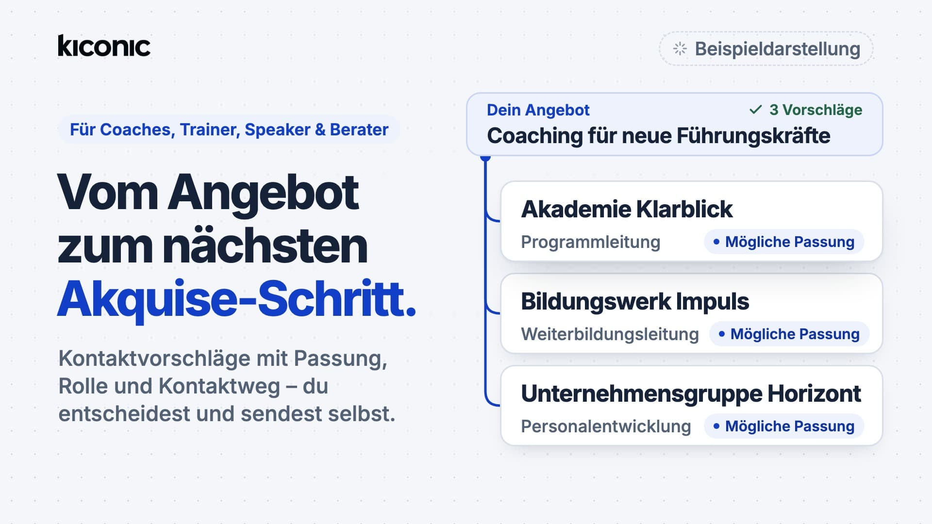 Filmvorschau: Coaching für neue Führungskräfte mit drei beispielhaften Organisationsvorschlägen und zuständigen Rollen.